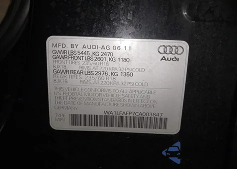2012 Audi Q5 2.0T Premium from USA, damaged, VIN WA1LFAFP7CA003847